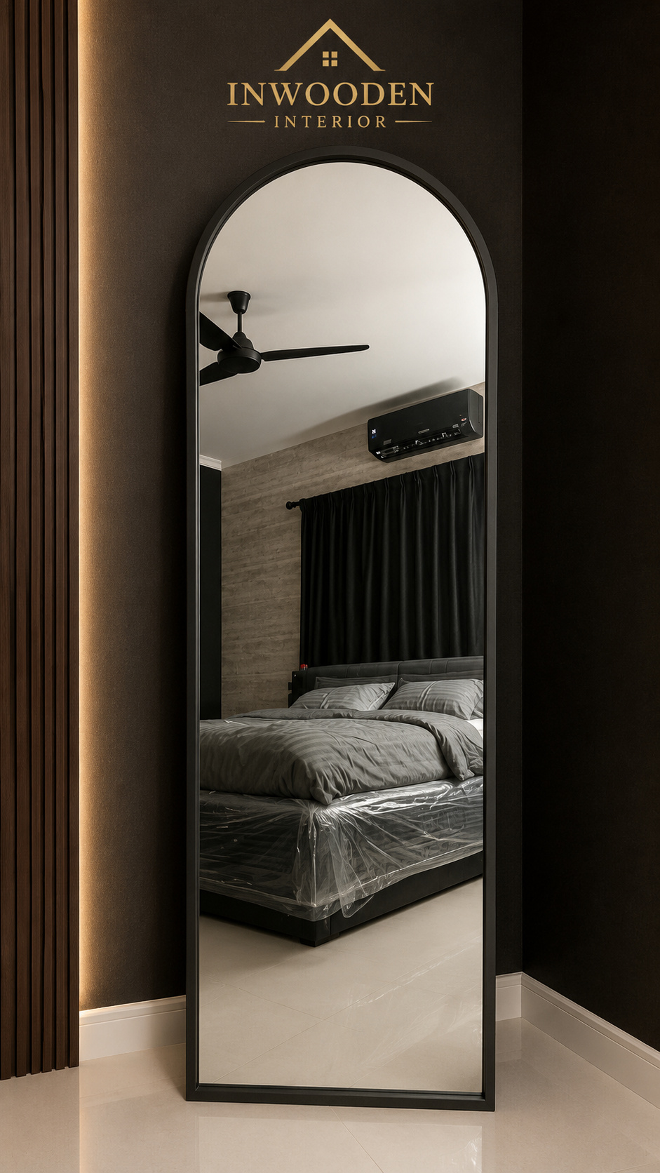 Modern Arch Floor Mirror – Black Frame